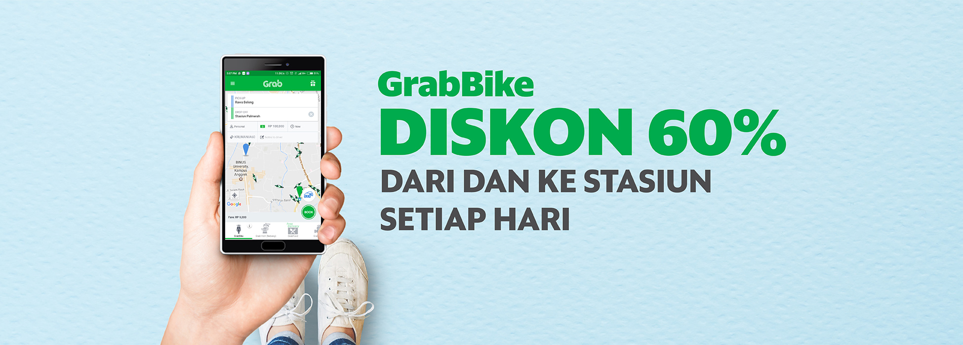 Bolakbalik Stasiun Kereta DISKON 60% Naik GrabBike!  Grab ID