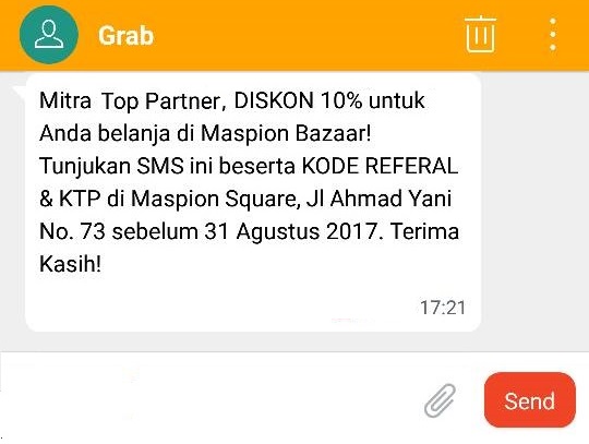 GrabCar Top Partners SURABAYA – DISKON 10% utk Belanja 