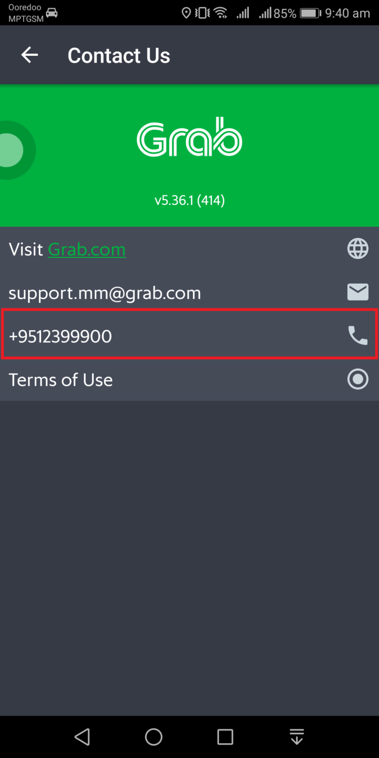 Grab ရဲ့ ၂၄နာရီ Hotline ဝန်ဆောင်မှုကို ဆက်သွယ်ခြင်း Grab MM