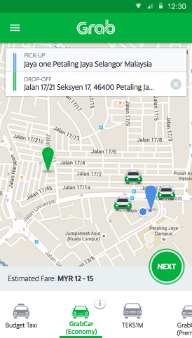 Grab car price