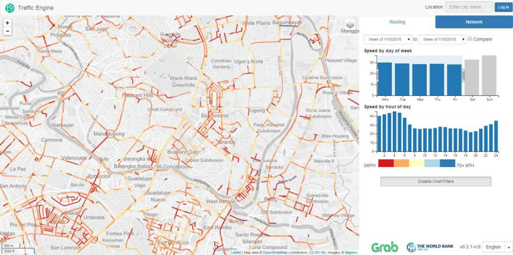 Grab-World Bank-DOTC OpenTraffic Traffic Data Screenshot of Manila City